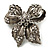 Small Vintage Diamante Bow Brooch (Burn Silver Finish) - view 6