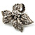 Small Vintage Diamante Bow Brooch (Burn Silver Finish) - view 4