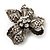 Small Vintage Diamante Bow Brooch (Burn Silver Finish) - view 5