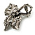 Small Vintage Diamante Bow Brooch (Burn Silver Finish) - view 7