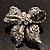 Small Vintage Diamante Bow Brooch (Burn Silver Finish) - view 2