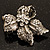 Small Vintage Diamante Bow Brooch (Burn Silver Finish) - view 8
