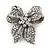 Small Vintage Diamante Bow Brooch (Burn Silver Finish)