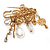 'Filigree Flower, Crystal Tassel & Acrylic Bead' Charm Safety Pin Brooch (Gold Tone) - view 8