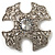 Vintage Filigree Swarovski Crystal Cross Brooch (Silver Tone) - view 3