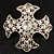 Vintage Filigree Swarovski Crystal Cross Brooch (Silver Tone) - view 2