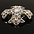 Vintage Filigree Swarovski Crystal Cross Brooch (Silver Tone) - view 10