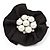 Black Satin Faux Pearl Flower Brooch - view 5