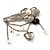 'Simulated Pearl Flower, Heart & Acrylic Bead' Charm Safety Pin Brooch (Silver Tone) - view 3