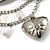 'Simulated Pearl Flower, Heart & Acrylic Bead' Charm Safety Pin Brooch (Silver Tone) - view 8
