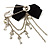 'Bow, Tassel, Key & Simulated Pearl Bead' Charm Silver Tone Safety Pin Brooch (Catwalk - 2014) - view 6