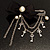 'Bow, Tassel, Key & Simulated Pearl Bead' Charm Silver Tone Safety Pin Brooch (Catwalk - 2014) - view 8