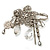 'Filigree Flower, Crystal Tassel & Acrylic Bead' Charm Safety Pin Brooch (Silver Tone) - view 6
