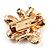 Tiny Light Citrine Crystal Clover Pin Brooch (Gold Tone) - view 3