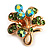 Tiny Light Green Crystal Clover Pin Brooch (Gold Tone) - view 2