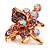 Tiny Light Pink Crystal Flower Pin Brooch (Gold Tone) - view 3