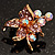 Tiny Light Pink Crystal Flower Pin Brooch (Gold Tone) - view 2