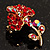 Tiny Red Crystal Calla Lily Pin Brooch (Gold Tone) - view 4