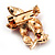 Tiny Red Crystal Floral Pin Brooch (Gold Tone) - view 5