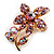 Tiny Light Pink Crystal Floral Pin Brooch (Gold Tone)