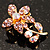 Tiny Light Pink Crystal Floral Pin Brooch (Gold Tone) - view 6