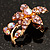 Tiny Light Pink Crystal Floral Pin Brooch (Gold Tone) - view 7