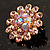 Tiny Light Pink Crystal Daisy Pin Brooch (Gold Tone) - view 5