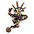 Gigantic 'Brazilian Carnival Dancer' Crystal Brooch (Bronze & Purple) - view 8