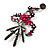 Gigantic 'Brazilian Carnival Dancer' Crystal Brooch (Gun Metal & Magenta) - view 5