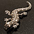 Large Vintage Diamante Lizard Brooch (Silver Tone) - view 3