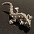 Large Vintage Diamante Lizard Brooch (Silver Tone) - view 9