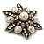 Vintage Filigree Imitation Pearl Crystal Floral Brooch - view 9
