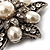 Vintage Filigree Imitation Pearl Crystal Floral Brooch - view 5