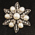Vintage Filigree Imitation Pearl Crystal Floral Brooch - view 2
