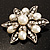 Vintage Filigree Imitation Pearl Crystal Floral Brooch - view 4