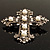 Large Victorian Filigree Imitation Pearl Crystal Cross Brooch (Antique Silver) - view 8