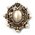 Antique Gold Filigree Light Cream Simulated Pearl Corsage Brooch - 60mm L - view 9