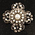 Vintage Filigree Simulated Pearl Cross Brooch (Antique Silver) - view 3