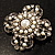 Vintage Filigree Simulated Pearl Cross Brooch (Antique Silver) - view 4