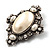 Vintage Oval Simulated Pearl Diamante Brooch (Antique Silver) - view 4