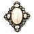 Vintage Oval Simulated Pearl Diamante Brooch (Antique Silver) - view 7