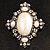 Vintage Oval Simulated Pearl Diamante Brooch (Antique Silver) - view 2