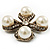 Vintage Imitation Pearl Crystal Cross Brooch (Antique Gold) - view 6