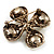 Vintage Imitation Pearl Crystal Cross Brooch (Antique Gold) - view 5