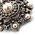 Antique Silver Filigree Simulated Pearl Corsage Brooch - view 9