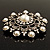 Antique Silver Filigree Simulated Pearl Corsage Brooch - view 3