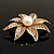 Antique Gold Simulated Pearl Crystal Flower Brooch - view 7