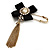 Crystal Tassel Silk Bow Safety Pin Brooch (Gold Plated ) - view 3