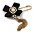 Crystal Tassel Silk Bow Safety Pin Brooch (Gold Plated ) - view 2