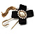 Crystal Tassel Silk Bow Safety Pin Brooch (Gold Plated ) - view 5